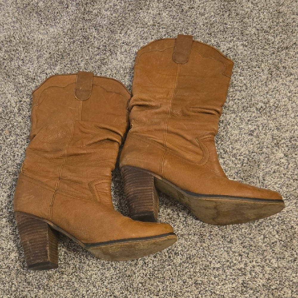 Women's Tan Leather Western Boots